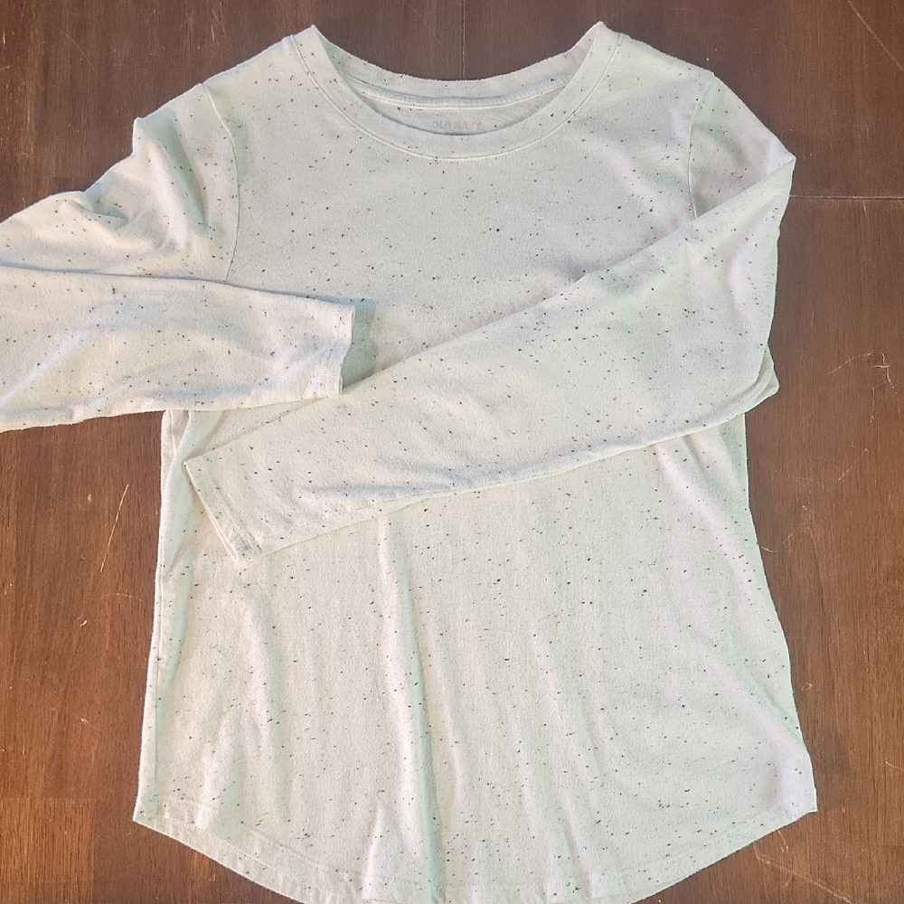 Old Navy Heathered White/Gray Long Sleeve Top
